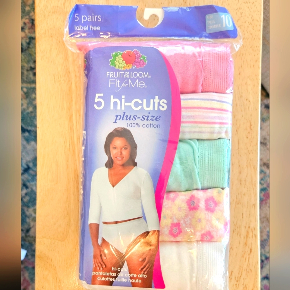 NWT'S - FRUIT OF THE LOOM - Soft & Breathable Hi-Cuts - 5 Pack - Plus Size 10